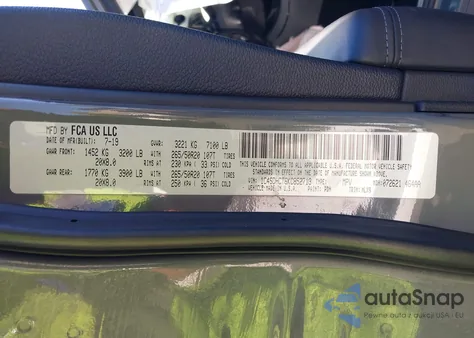 2019 Dodge Durango R/T Rwd z USA, uszkodzony, nr VIN 1C4SDHCT6KC852713